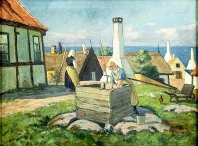 Axel Hansen (Denmark,1885-1935) oil painting antique 150110