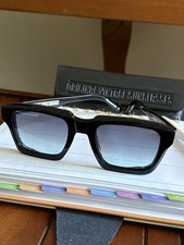 Original Vintage Sunglasses   Hipster Blue Lens Handmade In Italy Black Frame