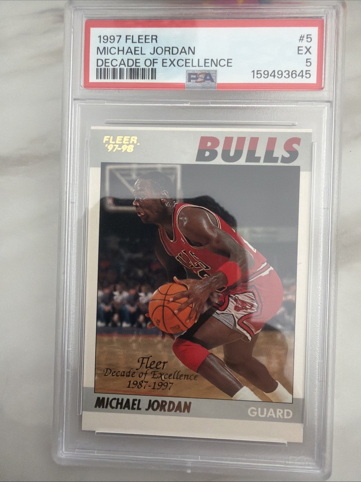 1997-98 Fleer - Decade of Excellence Michael Jordan #5   — PSA Graded 5 — view 3