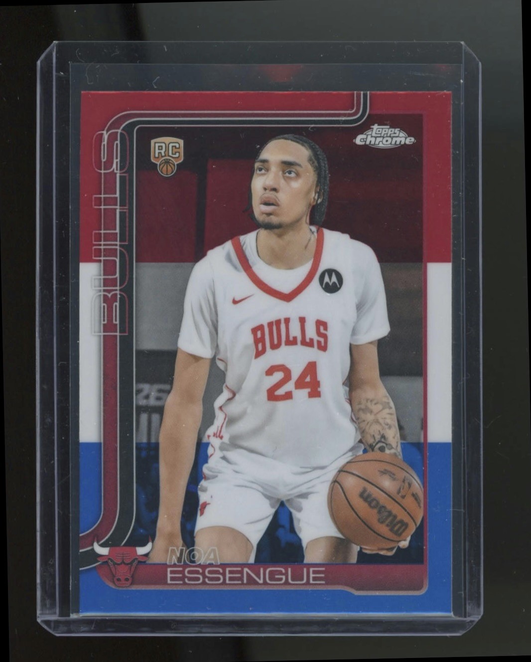 Noa Essengue 2025-26 Topps Chrome Red White and Blue Refractor Rookie Card #262