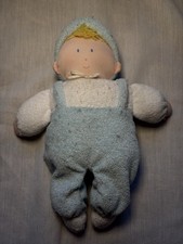 Vintage Terrycloth 11  Eden Blue Boy Plush Doll Yarn Terry Cloth Pastel lovey