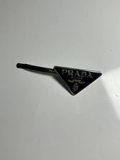 Black Prada Hair Clip Original *NEW* Triangle Logo Plate Metal Steel