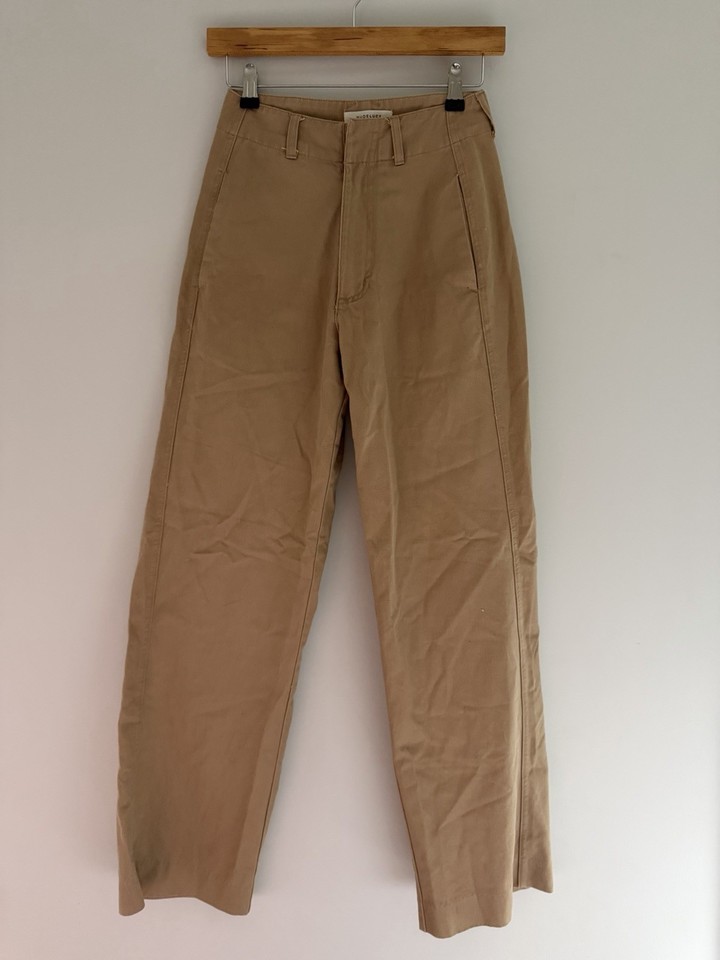 Nude Lucy Pants Size XXS High Waist Combat Straight Leg Cream RRP $149