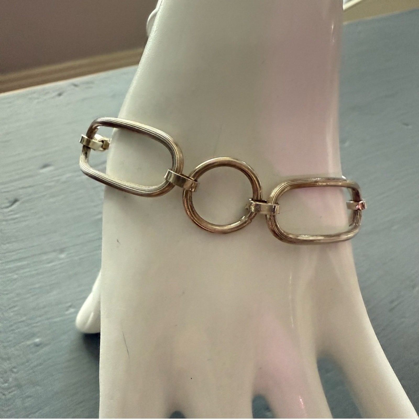 925 Sterling Silver Chainlink Toggle Bracelet - image 3