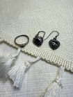 925 Sterling Silver Heart Jewelry Set Ring (Size 3.5) Earrings Vintage Black