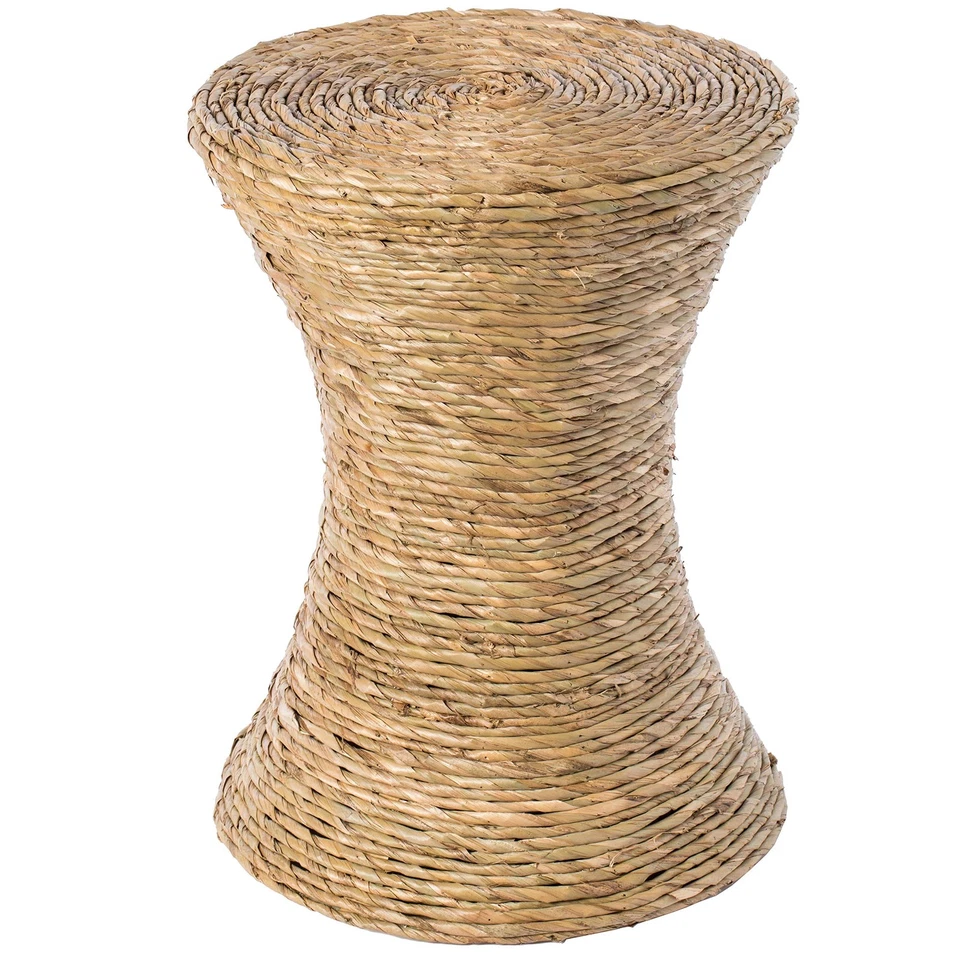 Decorative Round Wicker Side Table Hourglass Shape Accent Coffee Table - Image 3 of 4