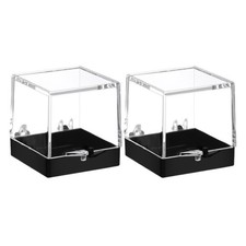 2 Pcs Transparent Mineral Specimen Storage Box Plastic Square Display 3.50 cm
