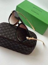 Occhiali da sole aviatore Bottega Veneta nodo oro guscio tartaruga