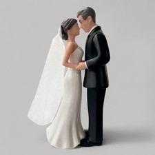 WEDDING CAKE TOPPER Bride and Groom Dress Veil Suit Keepsake Figurine Decoration