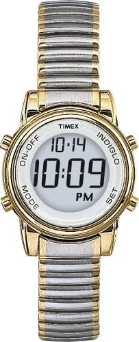 Timex Womens Vintage Digital Gold Two Tone Stretch Watch T28412