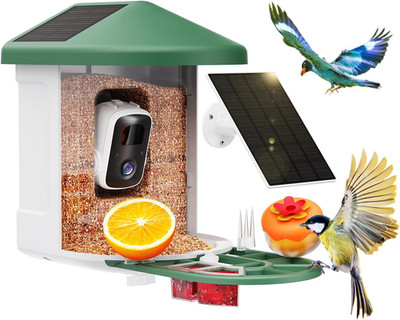 Smart Bird Feeder with Camera - AI Identify Birds Species, Solar Powered Bird Ho