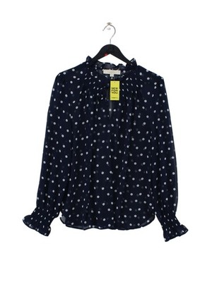 Loft Damen Bluse L blau gepunktet 100% andere Langarm Rundhals Basic