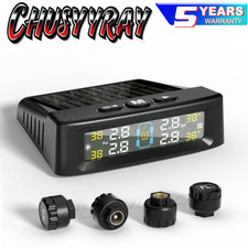 Tire Pressure Monitoring System Tpms Kit 4 External Sensors Car Solar Wireless