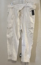 New W Tag Ralph Lauren Women  s White Cotton Cargo Pants 16 38 X 27  