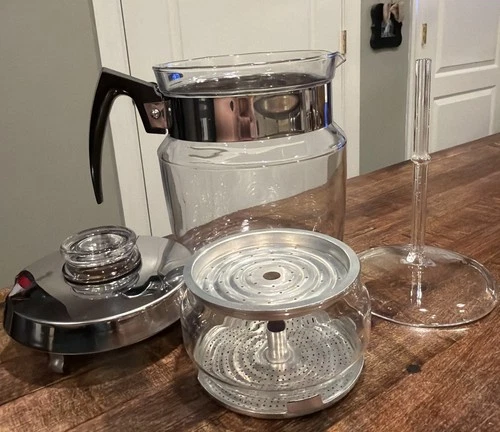 Vintage Pyrex Flameware 8859-B Glass 9 Cup Percolator Coffee Pot Complete