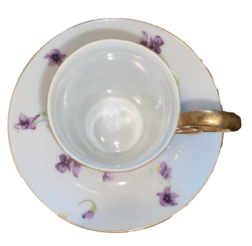 Vintage Norcrest Porcelain Demitasse Cup and Saucer Purple Violets - Picture 5 of 10
