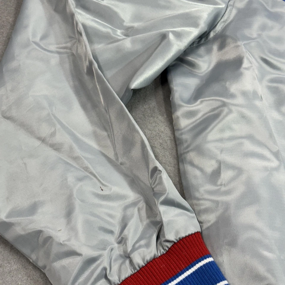 Chaqueta Detroit Pistons Para Hombres XL Plateada NBA Baloncesto Starter Satinado Bombardero Foto 4 de 4