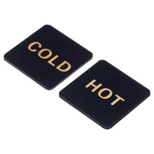 4 Pack Self Stick Hot/Cold Water Label Acrylic Square Sticker Signs Black