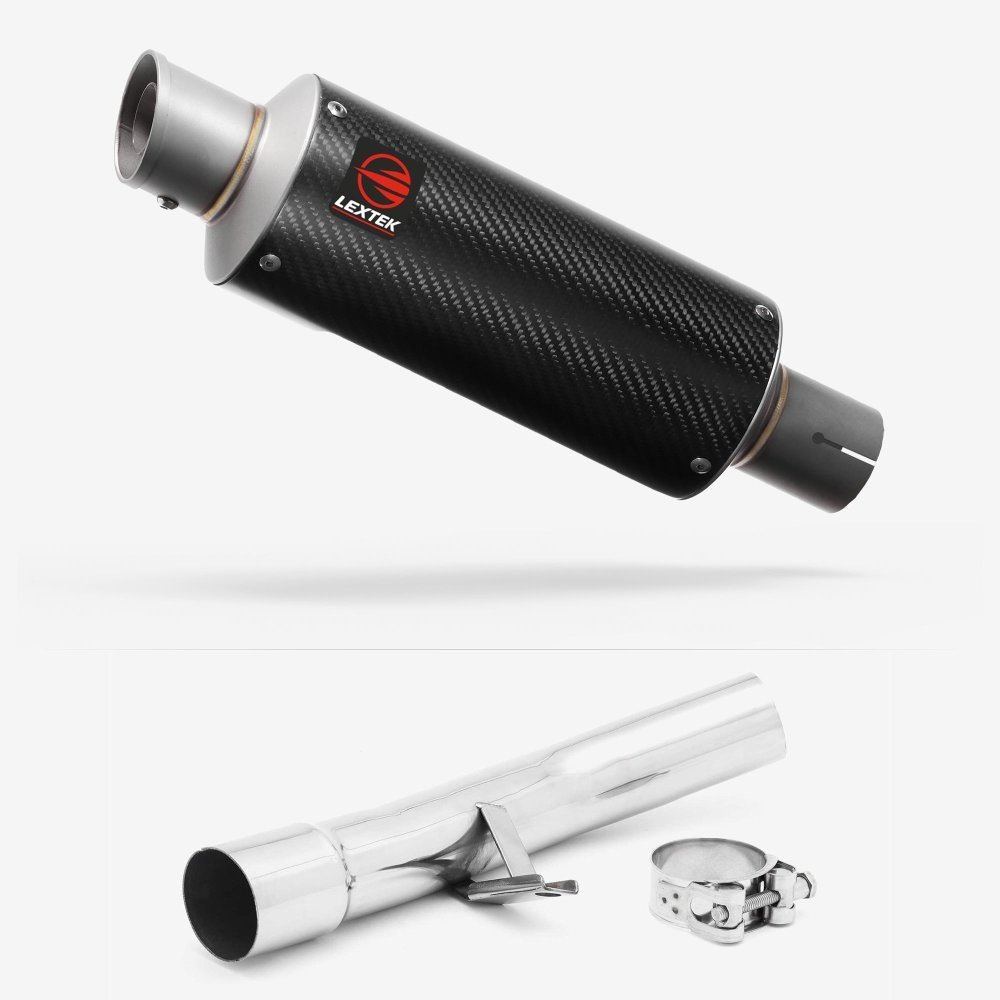 Lextek GP8C Carbon Fibre GP Stubby Exhaust 240mm with Link Pipe