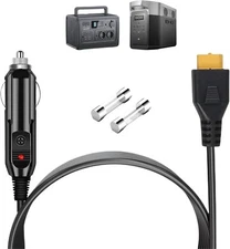 12V/24V Car Charger Suitable for Ecoflow Delta/River, Bluetti EB55, black 