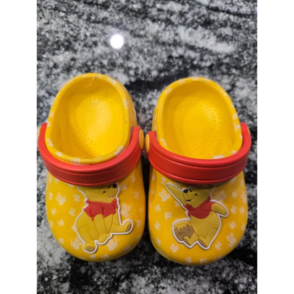 Disney Winnie the Pooh Yellow Clogs Sandals Toddler Size 3 Red Strap Slip-On - Image 2 of 4