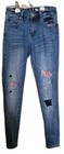 Kancan Distressed Jeans 5/26 Geometric Embroidered Patched Medium Wash Comfort  — photo 2