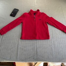 Chaps Boys Red Ribbed Quarter Zip Pullover Sweater Size 5 Logo Crest