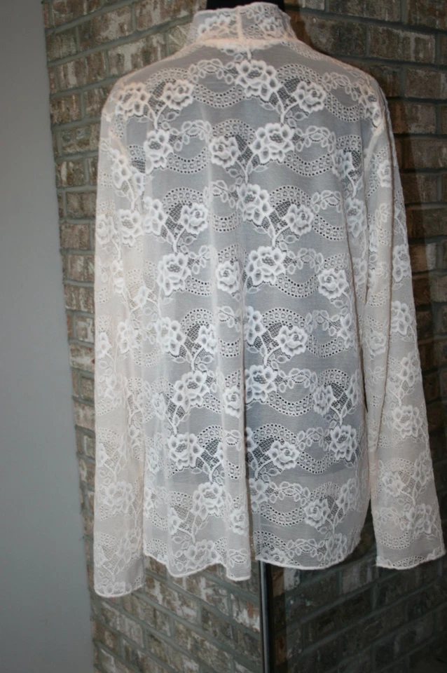 Top Chelsea28 Mujer Encaje Floral Crema Manga Larga Talla XL Foto 4 de 4