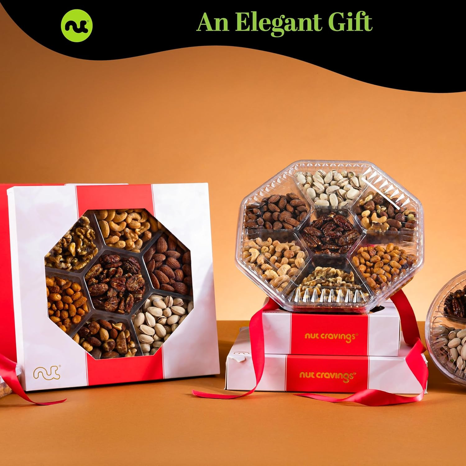 - Diwali Sweets Hamper Mixed Nuts Gift Basket in Red Gold Box (7 Assortments, 1 