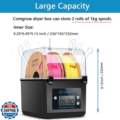 Comgrow 3D Printer Filament Dryer Box, Comgrow 3D Filament Storages, Keeping ...