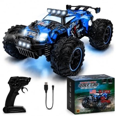 Remote Control RC Cars, 2.4GHz 1:18 2-Speed RC Car with LED Lights, 2WD