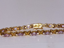 Gold Plated Amethyst Bracelet Sterling Silver 925