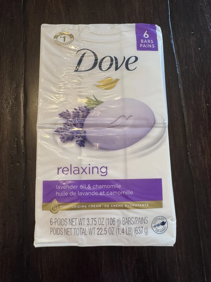 Dove Relaxing Beauty Bar Soap 6 pk Lavender Oil & Chamomile 3.75 oz Moisturizing - Image 2 of 4
