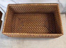 Basket , Rattan, 10  Long X 6.5  Wide X 2.5  Deep , Vintage