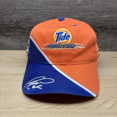 Vintage Tide Racing Hat Cap Strap Back Mens Orange Blue NASCAR Racing 2000s