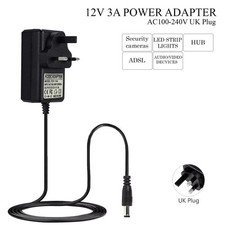 12V 3A DC UK Plug Power Supply Adaptor Transformer for LED Strips CCTV