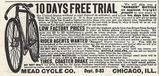 1911 Ranger Bicycle Mead Cycle Co Chicago Ad * 10 Days Free Trial Agents Wanted