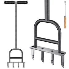 Dolibest Lawn Coring Aerator Stainless Steel 4 Corer Plug Aerator Tool with Soft