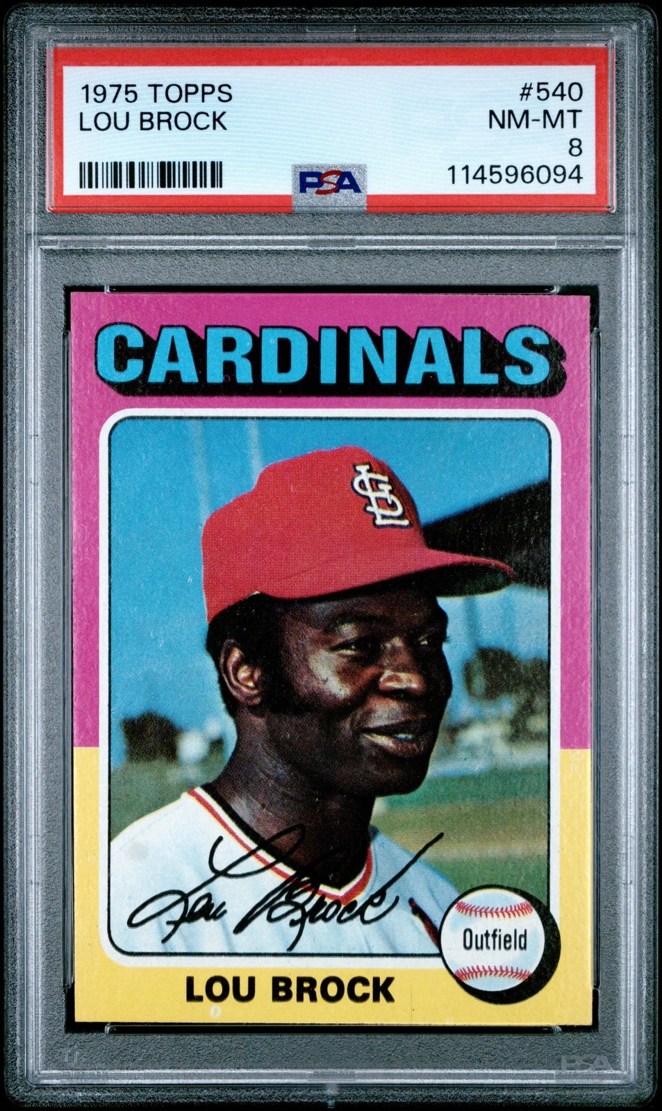1975 TOPPS #540 LOU BROCK PSA 8