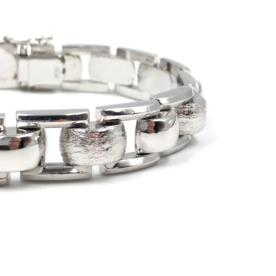 Bracciale argento 835 maglie uomo gioielli 18,5 cm moderno 10,8 mm 23,57 grammi - Immagine 3 di 4