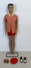 VTG Original 1960 Mattel USA Brunette Ken Doll W/ Outfit & Sandals & Stand