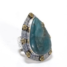 Neon Blue Apatite Gemstone 925 Sterling Silver Jewelry Ring Size 10 s866