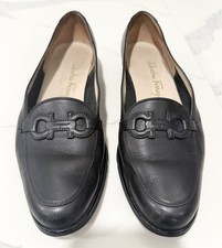 Vintage Salvatore Ferragamo Boutique Women  s 7B Black Gancini Leather Loafer