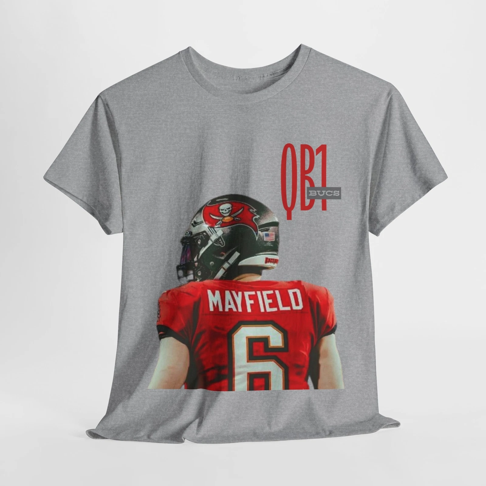Tampa Buccaneers QB1 Baker Mayfield Cotton T-Shirt, Game Day Football T-Shirt