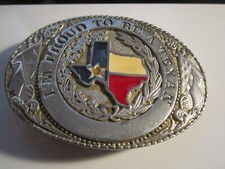 1986 I'M PROUD TO BE A TEXAN BELT BUCKLE HEAVY LIMITED EDITION - GW-22