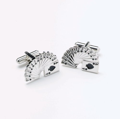 Onyx-Art CK20 Playing Cards Shaped Metallic CuffLinks