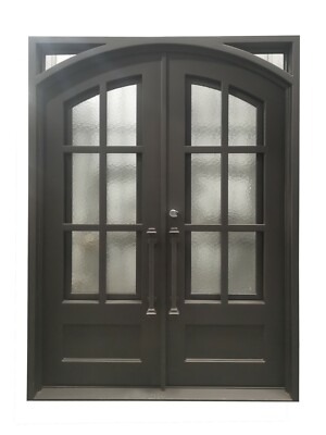 Cameroon Double Front Entry Wrought Iron Door Aqua Glass 72'' x 82'' Right Active