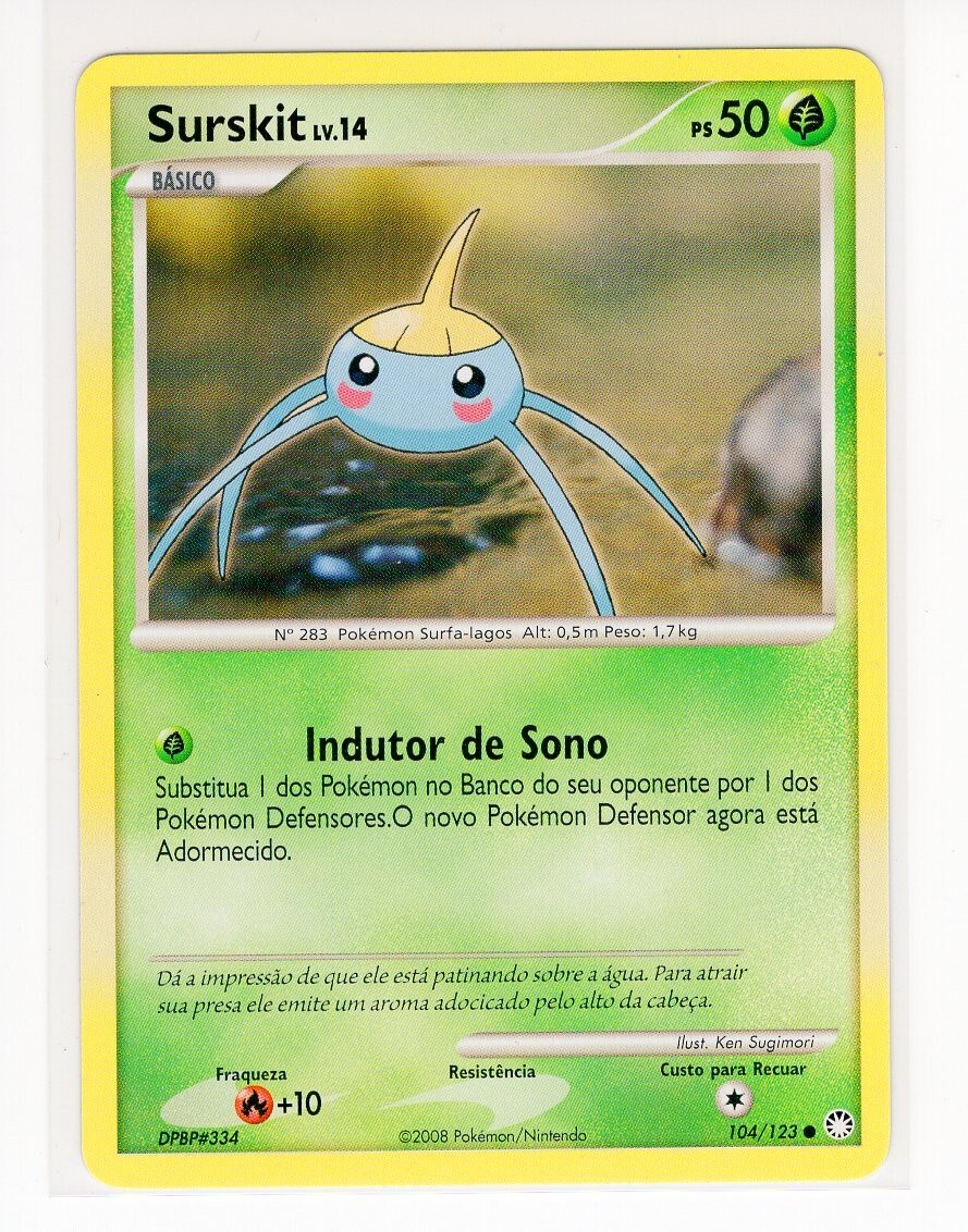~PT~ PORTUGUESE Surskit 104/123 D&P Mysterious Treasures Pokemon Card (PE1)