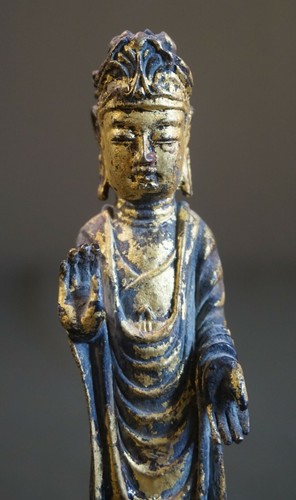 Very Rare Korean Joseon Dynasty Real Gold Filled Gilt Bronze Buddha Statue - Picture 9 of 12