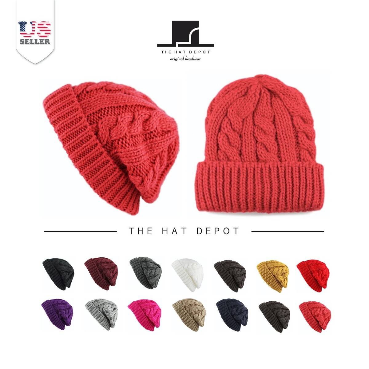 Beanie Hat -Winter Hat Warm and Soft Knit Skull Beanie with 